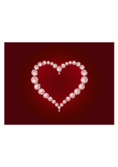 Vector diamond heart on red background