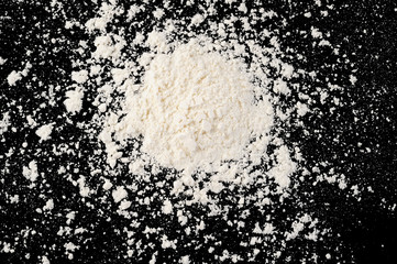 Flour on Black Background