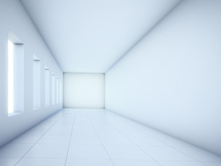 Empty white corridor