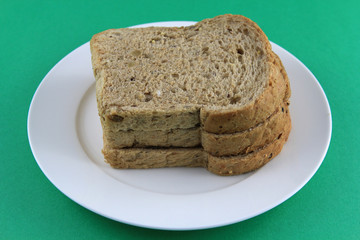 Sliced multigrain Bread on the white plate