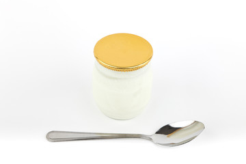 Isolated fresh yogurt.
