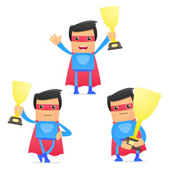 set of funny cartoon superhero