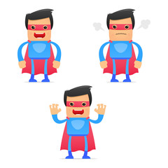 set of funny cartoon superhero