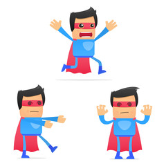 set of funny cartoon superhero