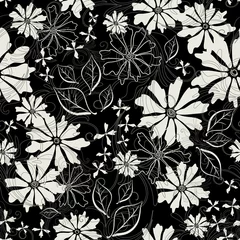 Tableaux sur verre Fleurs noir et blanc Motif floral sans effort