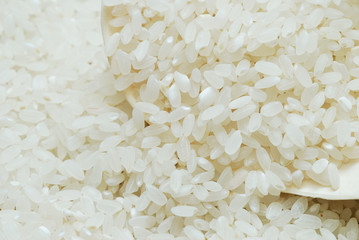 Rice in the wooden spoon