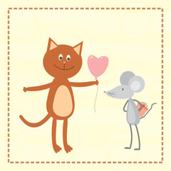 A cat and a mouse exchanging gifts