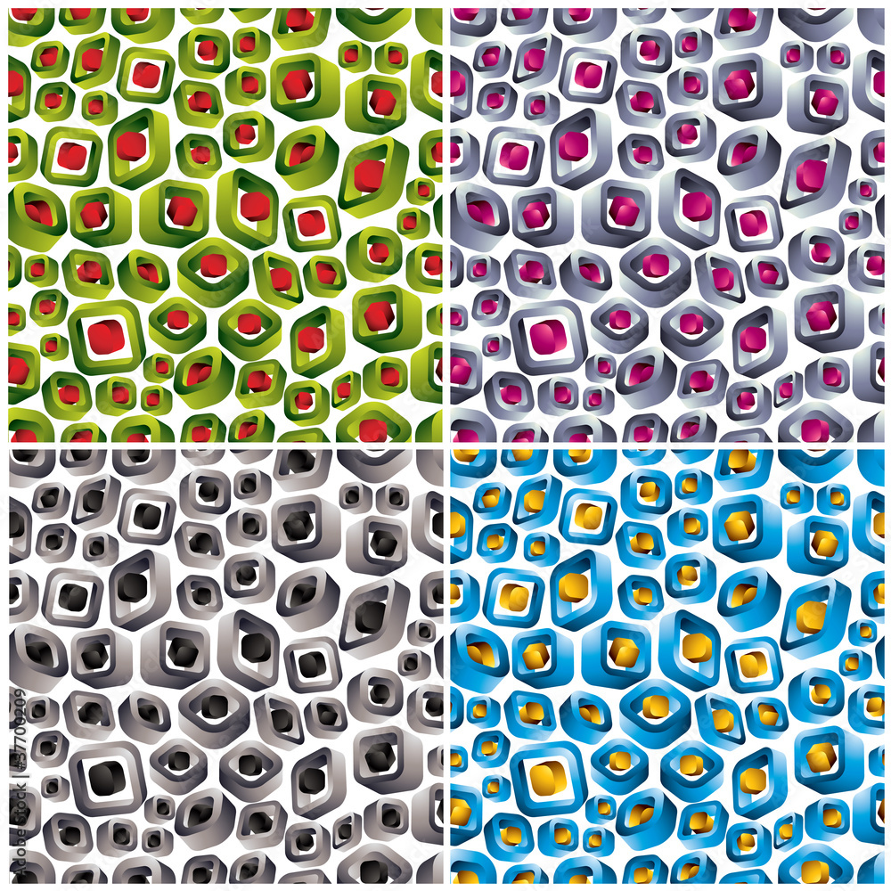 Poster 3d shapes seamless patterns.