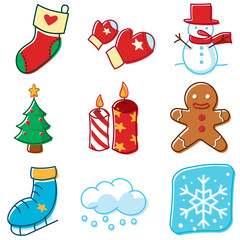 Naklejka premium simple lines winter icons