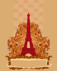 Fototapeta na wymiar vintage retro Eiffel card