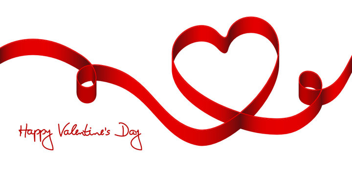 Satin Bow Red Heart & 2 Swirls "Happy Valentine´s Day"