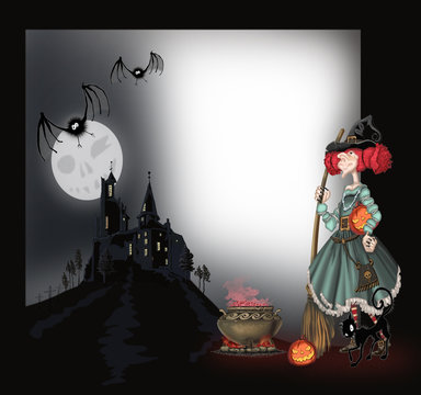 Background with a witch for Halloween