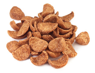 Chocolate crunchy cookies over white background