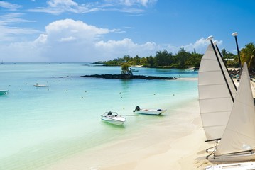 Idyllic tropical beach in the paradise island of Mauritius