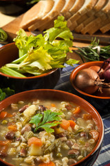 Minestrone di verdure e legumi - soup of vegetables and legumes