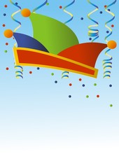 Narrenkappe und Luftschlangen im Karneval