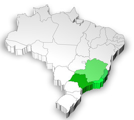 Map of Brazil with south west region