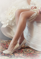 Beautiful leg of the young bride