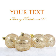 The christmas tree ball in snow isolated