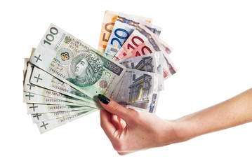Euro and Polish Money banknote