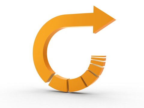 3d Icon Pfeil zur&uuml;ck orange