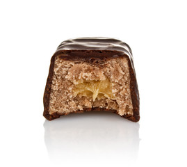 chocolate candy with filling isolated on white background