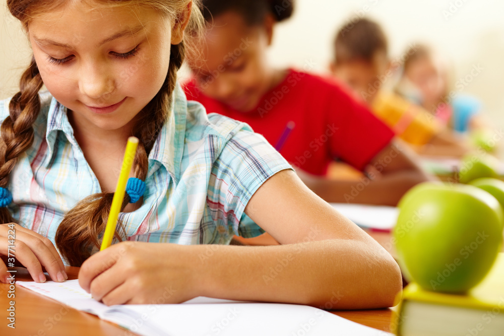 Wall mural Girl at lesson