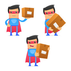set of funny cartoon superhero