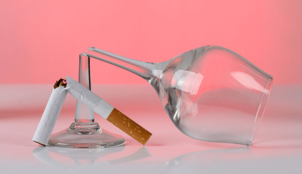 Cigarette and glasses