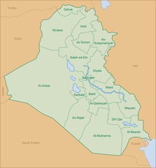 iraq map with name of territory