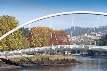 Footbridge over Lerez river, Galicia, Spain