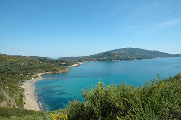the coast of the island of Elba