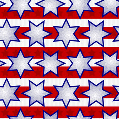 Seamless Fourth of July Faceted Star Background Tile