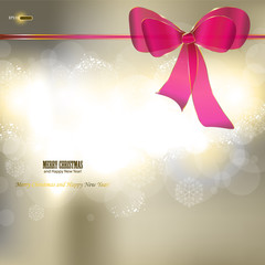 Elegant Christmas background with ribbon and place for text. Vec