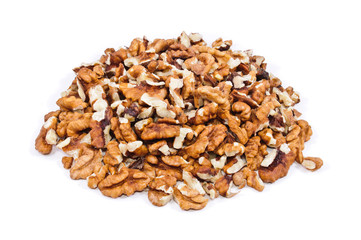 pile of walnuts nuts broken