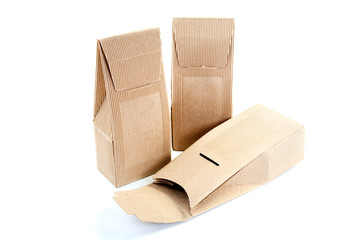 boxes from the goffered cardboard isolated on a white backgroun