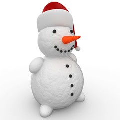 3d snowman with red hat