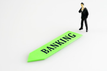 Banking direction and toy business man