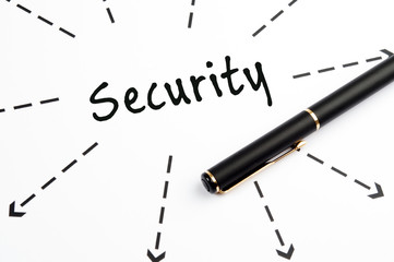 Fototapeta premium Security word wih arrows and pen
