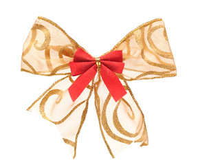 yellow bow on white background