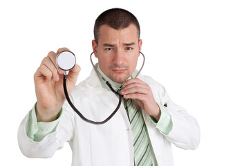 Doctor holding a stethoscope.