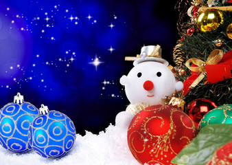 Christmas holiday background with a snow man