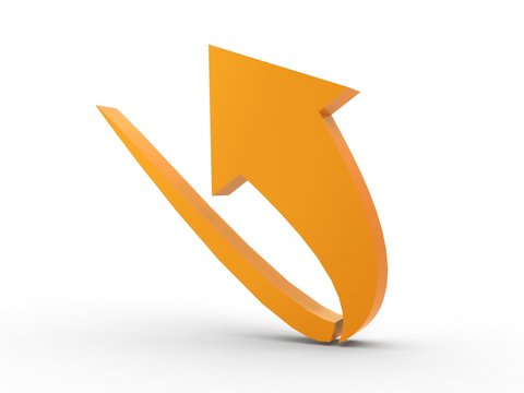 3d Icon Pfeil mit Schwung orange