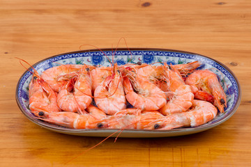 Cooked shrimp in plate