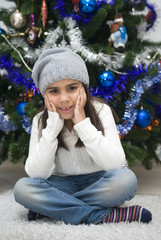 Adorable girl  waiting for Santa