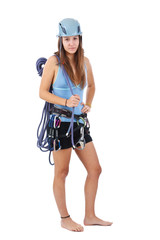 woman in climbing equipment