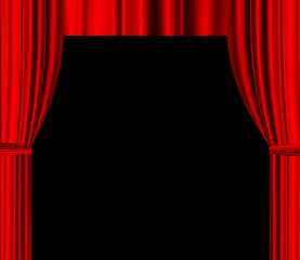 red theater curtain with black empty space for text