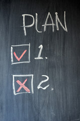 Plan written on blackboard