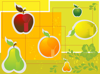 Fruits icon set. on colorful  background