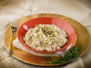 risotto with gold leaf